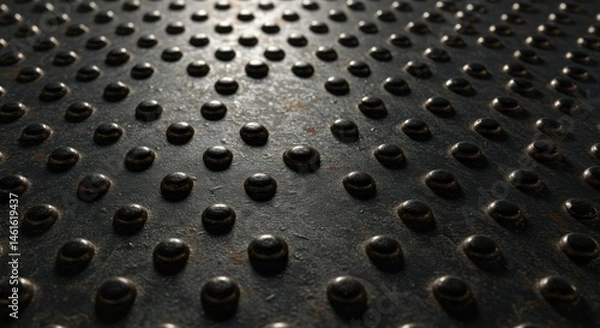 Obraz Textured studded metal surface with an industrial feel and a light reflection across its surface