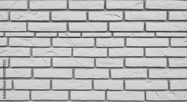 Obraz Textured white brick wall laid in a clean running bond with variation in brick sizes