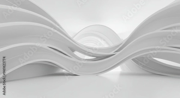 Obraz White waves dance within a clean abstract hall