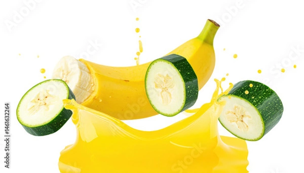 Fototapeta bottle of fresh fruit juice with splash effect on white background