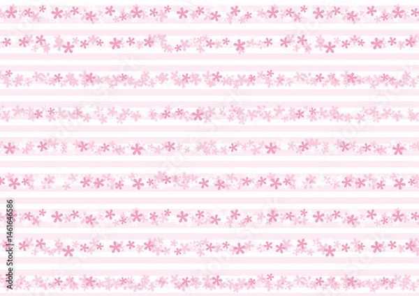 Fototapeta ピンク色の花柄　ストライプ
