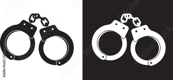 Fototapeta handcuff silhouette, handcuff vector art, handcuff icon vector illustration