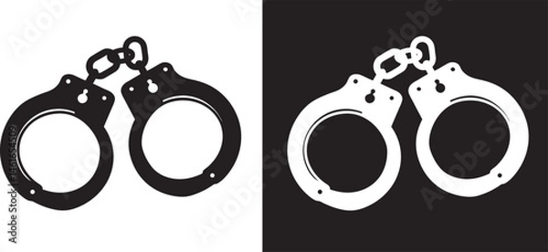 Fototapeta handcuff silhouette, handcuff vector art, handcuff icon vector illustration
