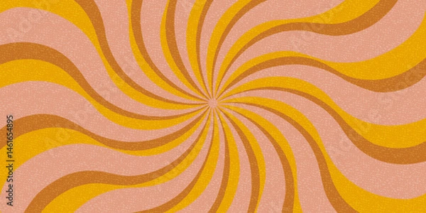 Fototapeta Retro sunburst. Wavy rays. Radial sun rays in warm beige, yellow, pink colors. Design for logo, branding, print, backdrop, background. Vector illustration