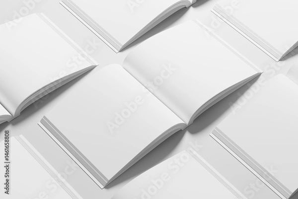 Fototapeta Square Softcover Book 3D Rendering White Blank Mockup