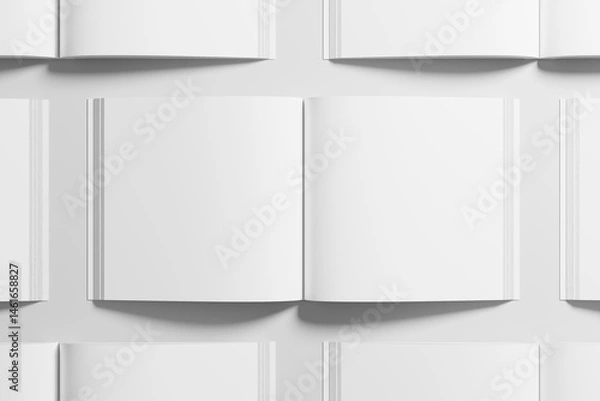 Fototapeta Square Softcover Book 3D Rendering White Blank Mockup