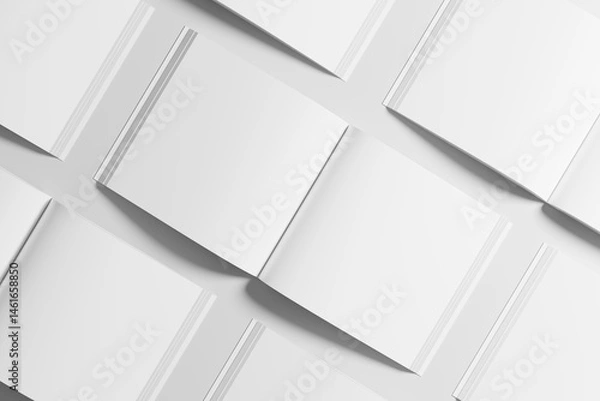 Fototapeta Square Softcover Book 3D Rendering White Blank Mockup