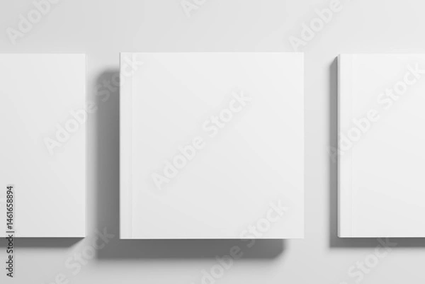 Fototapeta Square Softcover Book 3D Rendering White Blank Mockup