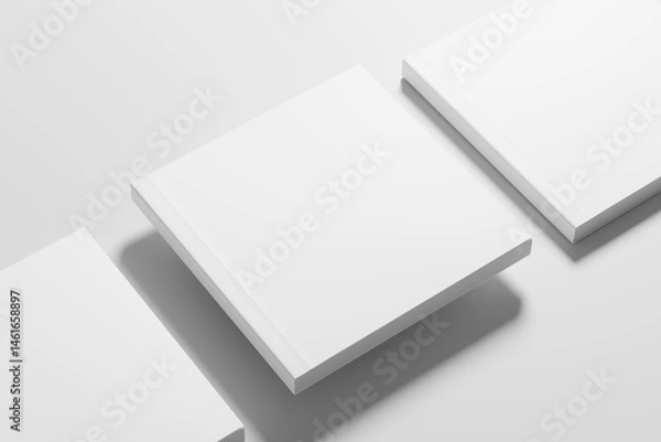 Fototapeta Square Softcover Book 3D Rendering White Blank Mockup