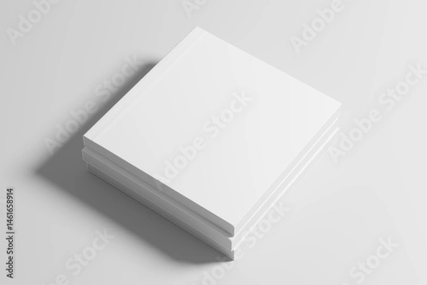 Fototapeta Square Softcover Book 3D Rendering White Blank Mockup