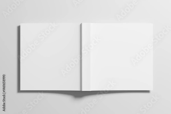 Fototapeta Square Softcover Book 3D Rendering White Blank Mockup