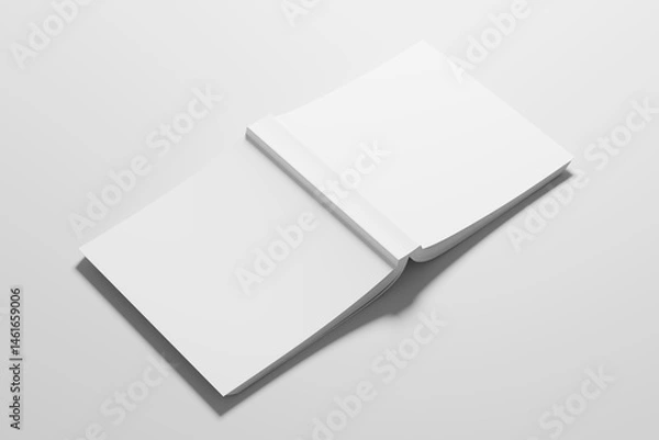 Fototapeta Square Softcover Book 3D Rendering White Blank Mockup