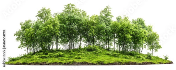 Fototapeta forest trees with meadow isolated on transparent background