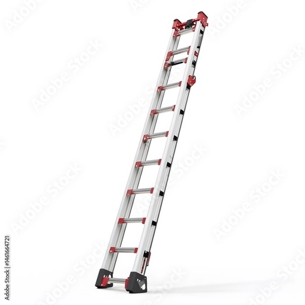 Obraz Aluminum Extension Ladder Isolated.