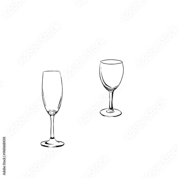 Obraz Hand drawing empty wine glass