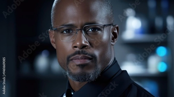 Fototapeta Focused, professional man in eyeglasses