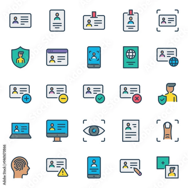 Fototapeta Filled outline icons set for Identification