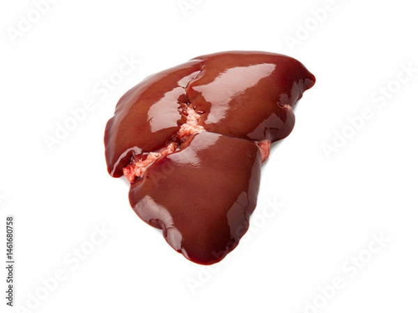 Obraz Top view chicken liver raw isolated on white background.