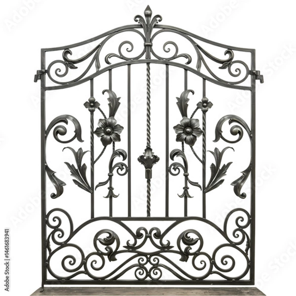 Obraz Ornate Wrought Iron Gate Design  Architectural Metalwork isolated on Transparent Background