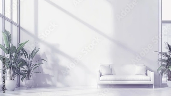 Fototapeta Modern minimalist interior design with soft lighting.