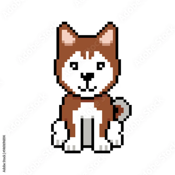 Fototapeta Pixel art siberian husky dog vector in retro style