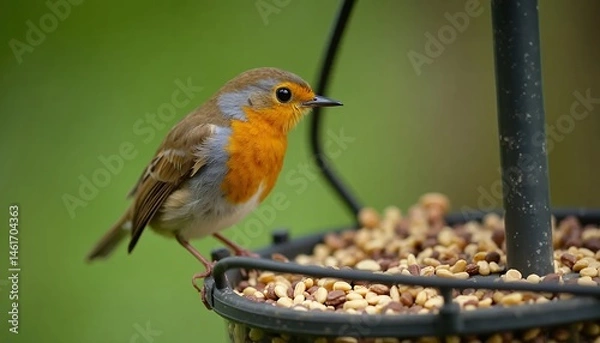 Obraz Robin-at-bird-feeder-wildlife-photography-garden-birds-nature-image