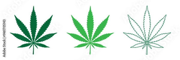 Fototapeta Marijuana leaf silhouette, Marijuana cannabis hemp leaf vector icon isolated on a white background