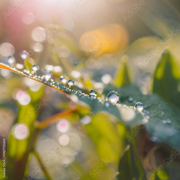 Obraz water drops on a leaf