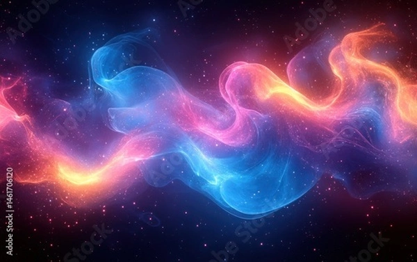 Fototapeta Cosmic energy flows, nebula swirls, space background, abstract art, website design