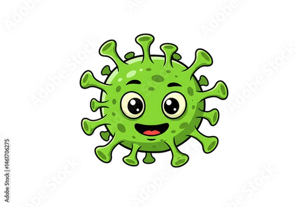 Fototapeta Cute Cartoon Coronavirus Illustration: Virus Clipart, Covid-19 Graphic