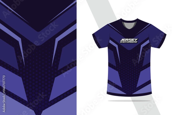 Obraz T-shirt mockup with abstract stripe line racing jersey design for football, soccer, racing, esports, running, in navy blue color combinations