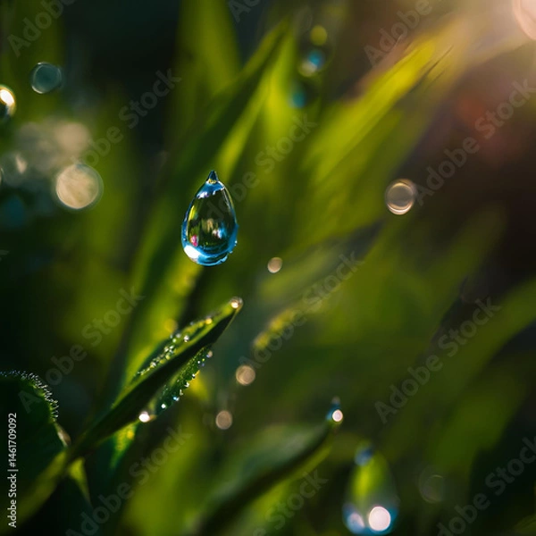 Obraz water drops on green grass