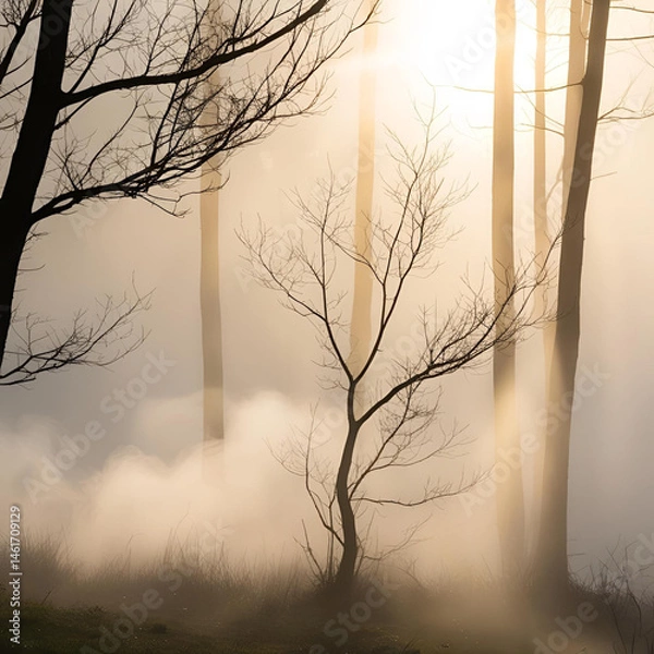 Obraz misty morning sunrise