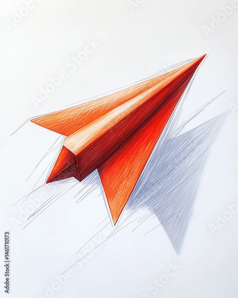 Obraz An illustration of a red paper airplane in motion, symbolizing creativity, innovation, and the joy of flight.