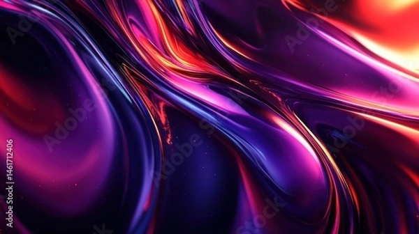 Fototapeta Abstract Liquid Metal Swirls: A Symphony of Purple, Pink, and Red Hues