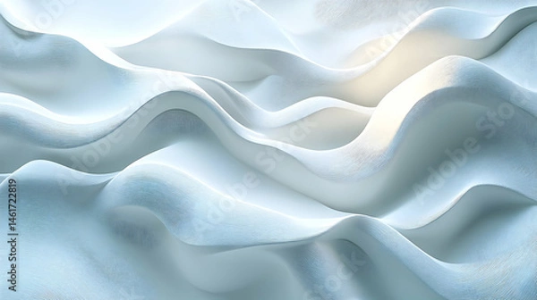 Fototapeta Abstract, textured, light-blue, wavy, surface, design, close-up, digital, rendering.