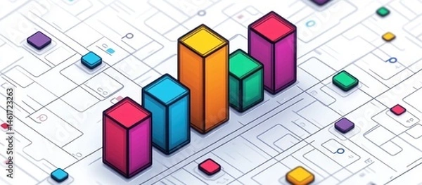 Fototapeta Abstract Colorful Isometric Bar Graph Representing Growth and Progress in Data Visualization