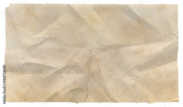 Fototapeta Crumpled sheet of old torn paper with detail texture ripped edges carefully isolated on transparent background for clipart.