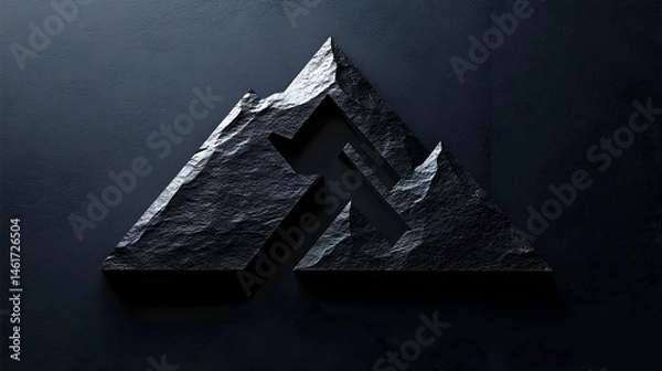 Fototapeta Dark, abstract  design with textured stone triangles.
