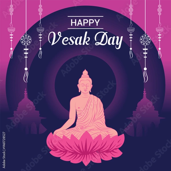 Fototapeta Modern Vesak Day Greeting Poster Design