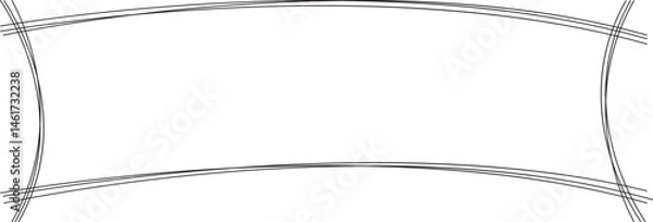 Obraz Minimal Curved Line Frame. Hand Drawn Outline Border for Elegant Invitations, Organic Packaging, Branding Design, Vintage Cards, Simple Stationery, Natural Cosmetic Labels and Monochrome Projects