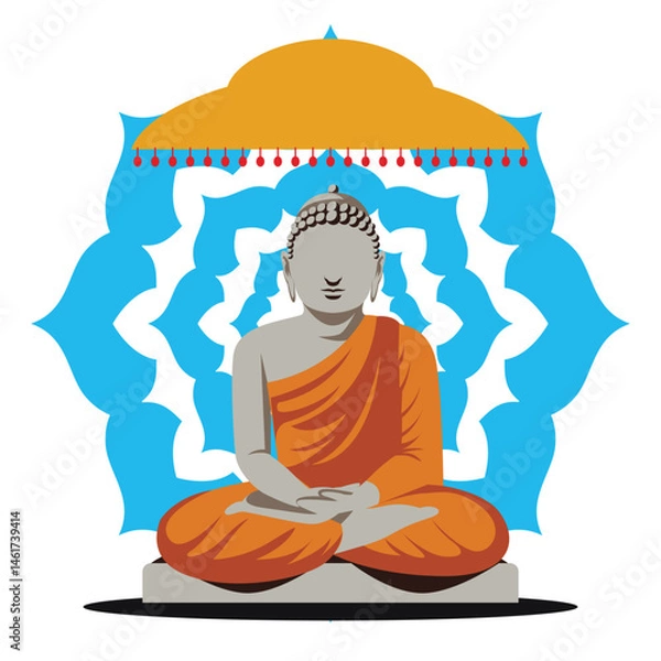 Fototapeta Buddhist flags fluttering with mountain backdrop.eps