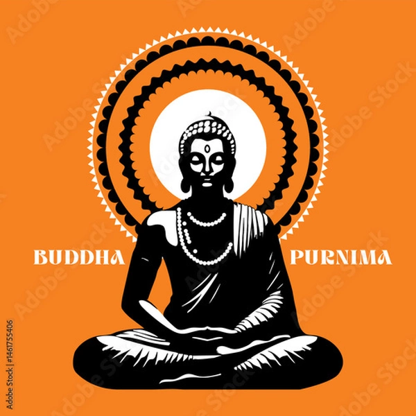 Fototapeta Spiritual Buddha art with divine radiant energy.eps