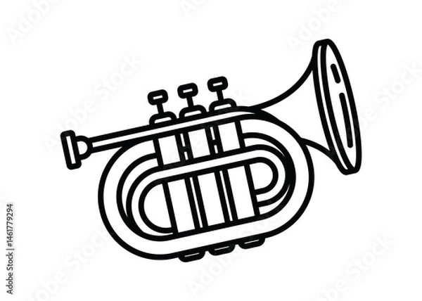 Fototapeta A contour icon. A wind musical instrument. Tube. A design element.