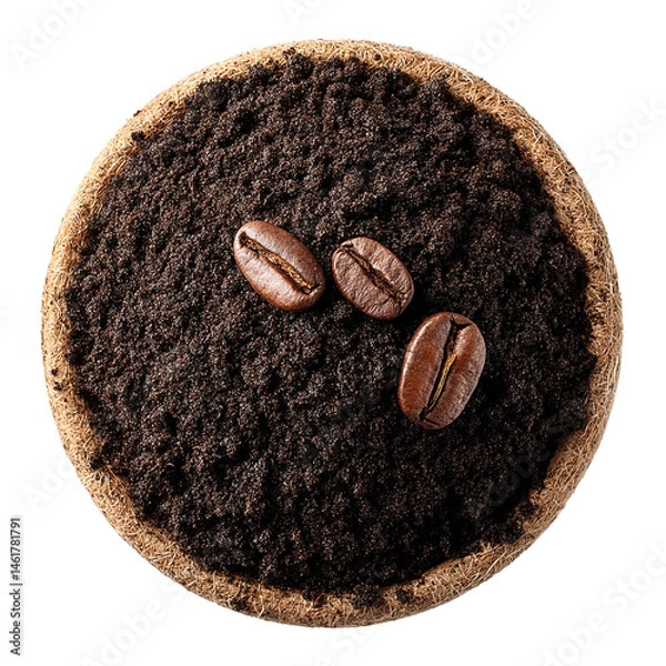 Obraz Top view of a soil pile, isolated on a clean PNG background.