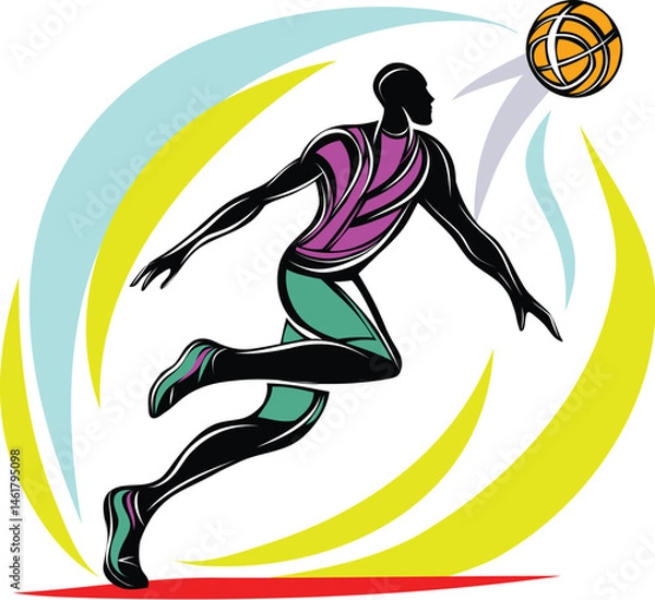 Obraz Dynamic illustration of a basketball player