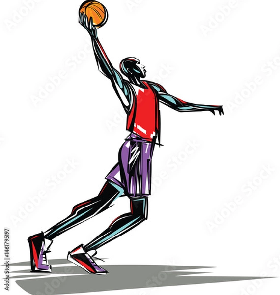 Obraz Dynamic illustration of a basketball player