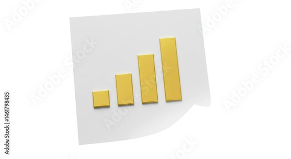Fototapeta Isolated Rising Golden Bar Graph on Tilted Sheet of Paper