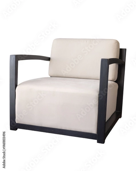 Obraz A wooden chair with a comfortable fabric seat, isolated with clipping path