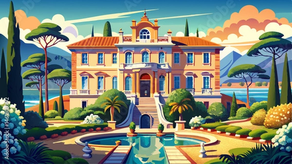 Fototapeta Old Villa Ephrussi de Rothschild on Saint-Jean-Cap-Ferrat